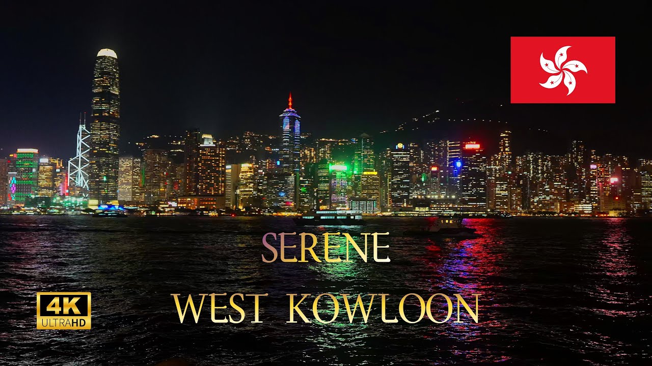 City Lights Evening Walk, West Kowloon Hong Kong | 4K 60fps HDR / Relaxing Lofi Music