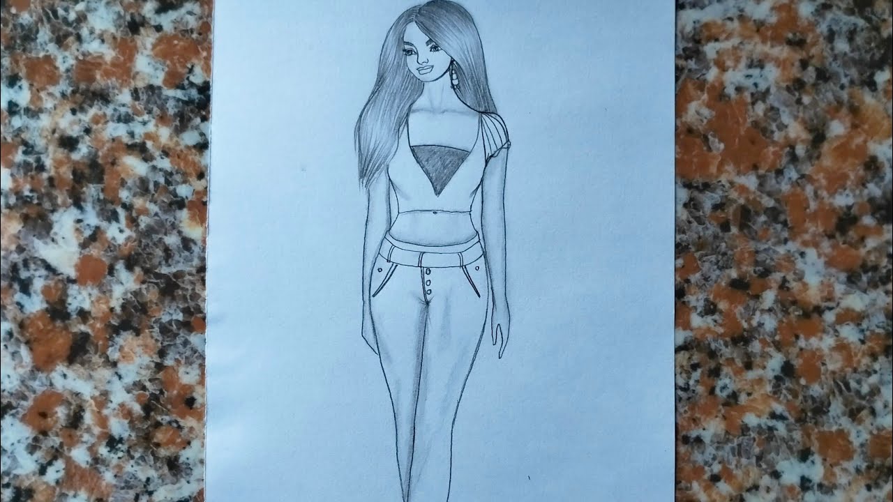 easy drawing a girl step by step let's sketch with me. how to draw a ...