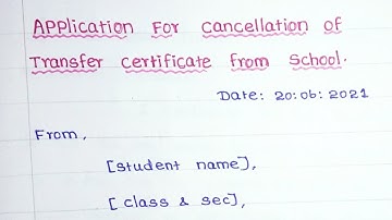 Application for cancellation of transfer certificate (TC) from school ll jsj jesy education