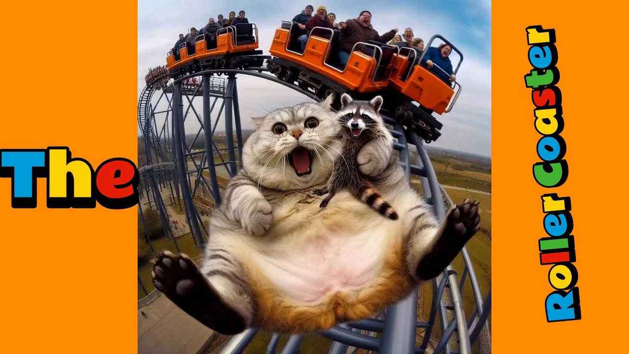 Cat And Raccoon Take A Ride On A Roller Coaster! 😻🦝 - YouTube