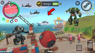 Rope Hero Vice Town - (Transformer Ball Robot Jump on Army Base) Rope Hero with Fire Flame Gun - HD