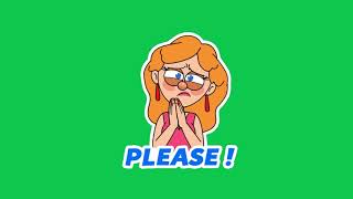 Cartoon Girl Saying - Please! - Green Screen Video For Video Editing - Animated GIF