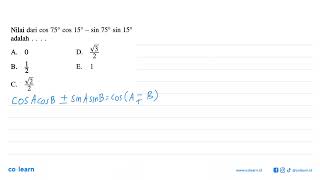 The value of cos 75 cos 15-sin 75 sin 15 is . . . .