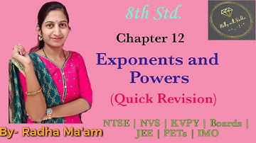 Exponents and Powers Quick Revision by Radha Ma
