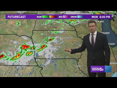 Near 90° Monday, storms back Mon eve & Tues night - YouTube