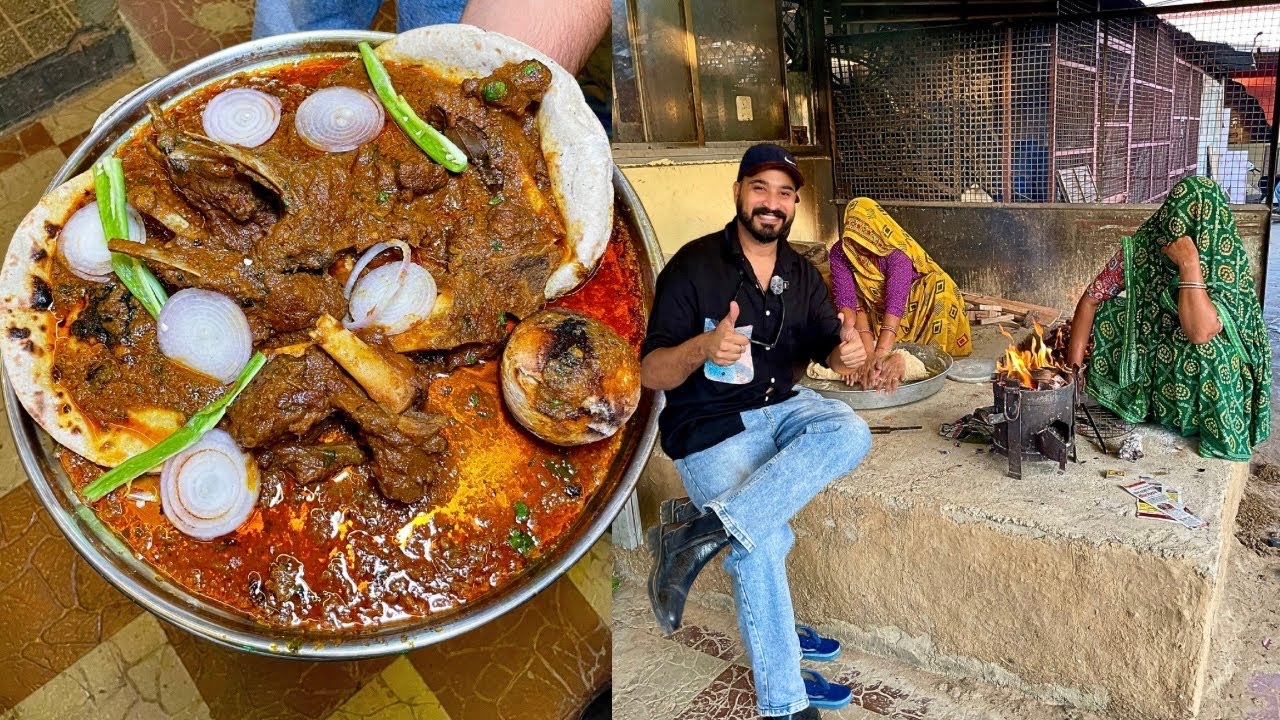 देसी घी मटन संग चूल्हे की रोटी जगरे की बाटी खिलाते है 🔥 शेखावाटी से आए राजपूत बन्ना Jhunjhunu wala