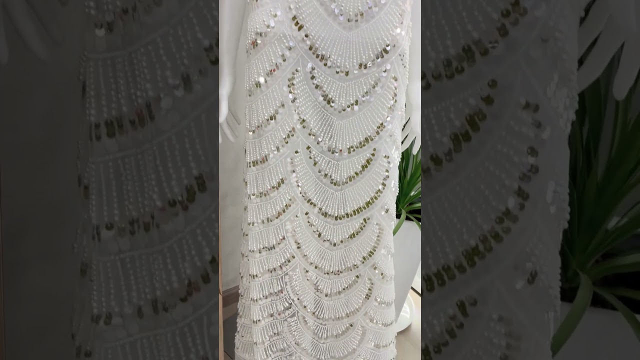 Exquisite Pearl Embroidery Fabric for Weddings & Events  