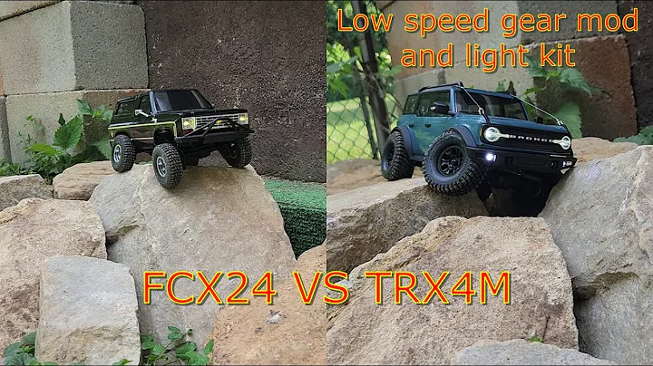 How to install Low Range Gears and Light Kit on TRX4M Bronco and crawl comparison against FCX24