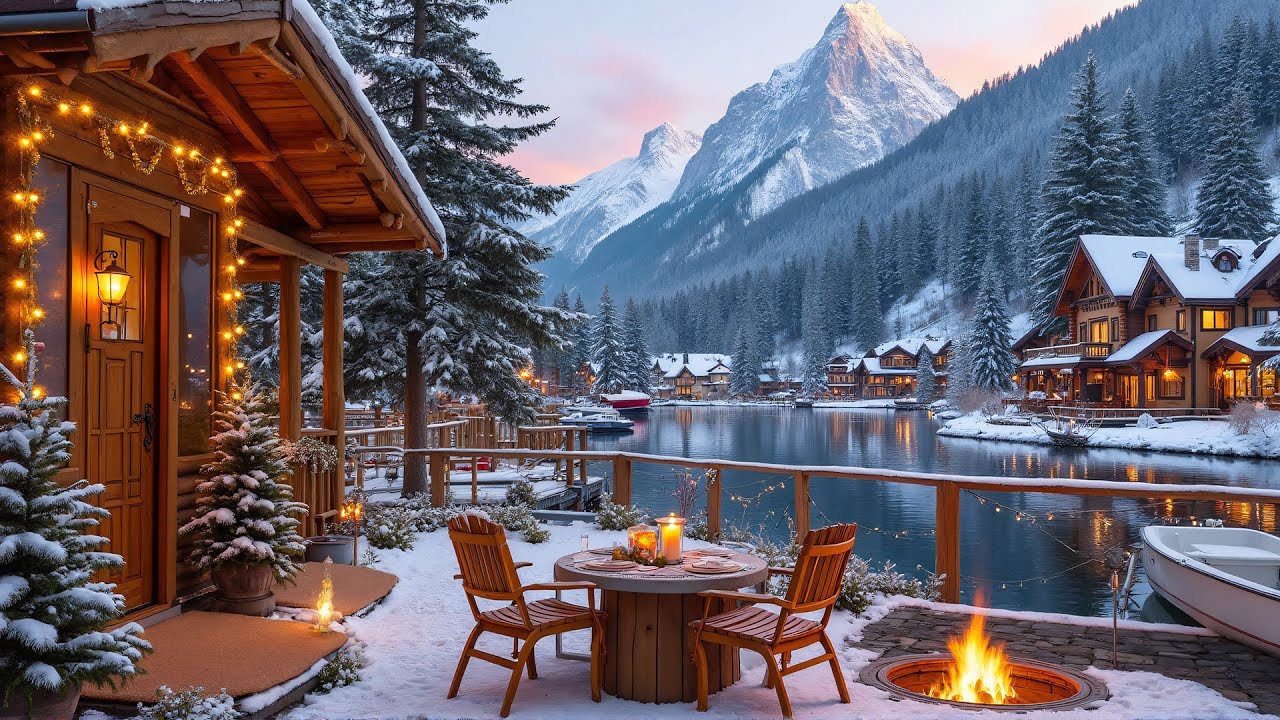 January Jazz on a Cozy Winter Terrace ☕ Smooth Jazz & Fireplace Glow ...