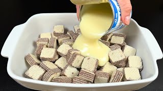 Whip up condensed milk with waffles! The most delicious dessert of this SUMMER! without baking!