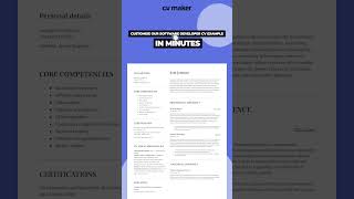 Software Developer CV Example! #CVMaker #Shorts