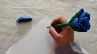 تزيين أقلام بالفوم على شكل وردة / pencil rose decor
