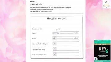 KET 6, Test 1, Part 5 Listening A2