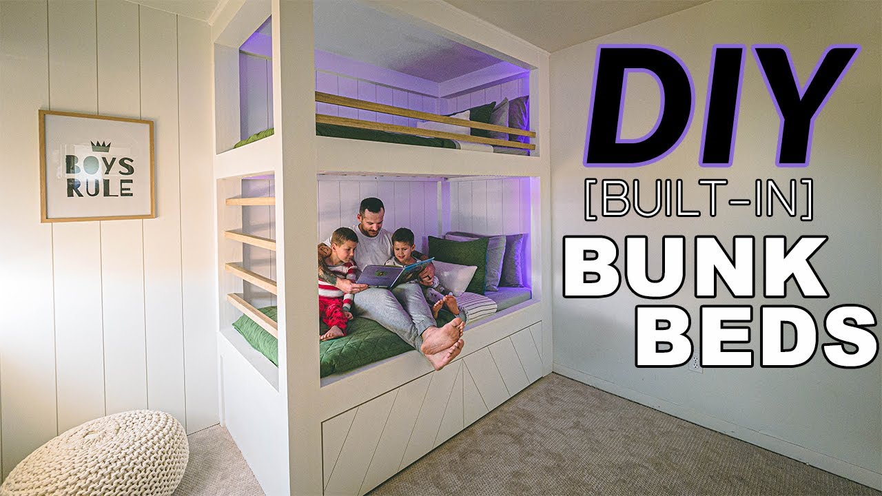 Diy Twin Built In Bunk Bed For Kids, Built In Bunk Beds