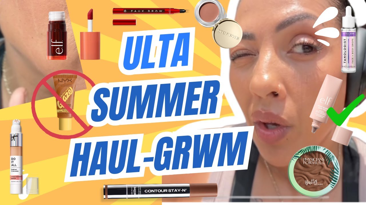 GRWM Ulta Summer Haul Try On - Wear Test! (E.L.F. Halo Glow Tint SPF vs NYX Glaze) Over 40 Skin