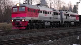 2М62У-0039 Тянет Состав Хоппер-Дозаторов 2M62U Pulls A Technological Train Of Dozing Hopper Cars