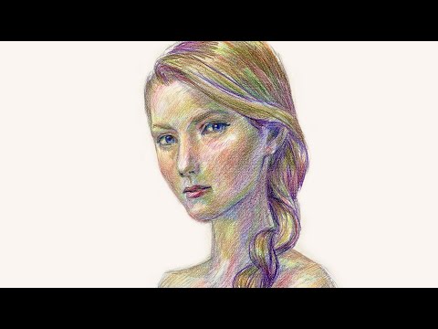 色鉛筆画】イラスト 「金髪の女性」【メイキング】 - YouTube