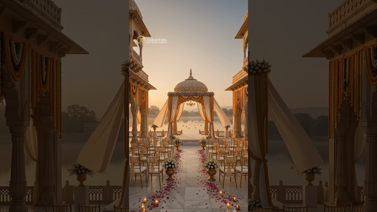 Video preview: Wedding aisle and ceremonial canopy in a palace courtyard