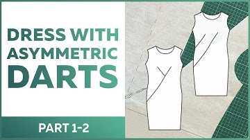 DIY How to work with basic pattern10 measurement cutting system Dress with asymmetric darts Part 1-2