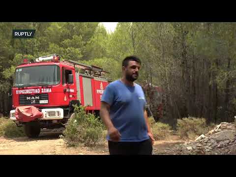 Live from Thrakomakedones, outside Athens, after wildfires destroyed houses, residents evacuated