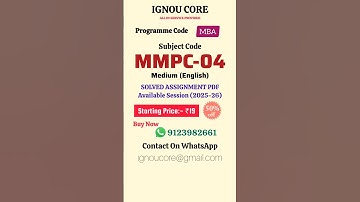 MMPC 04 Solved Assignment PDF 2025-26 in English, MBA program MMPC-04 Solved assignments