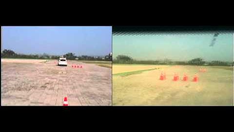 Autonomous Vehicle, first obstacle avoidance on June 2010