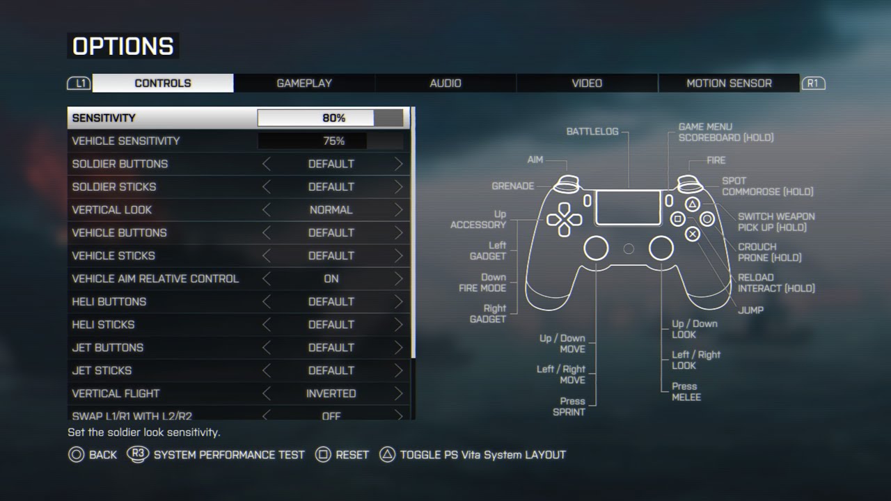 Playstation 5 настройки. Game settings Battlefield. Билд на bf 4 для вертолета на геймпаде ps4. Управление в Battlefield 4 на ps4. Настройки игры бателфилд 4.