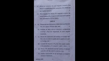 Quantum physics||b.sc-2( semester 4)||2022 Question paper (Punjab university)