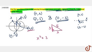 Find the equations of the circles passing through two points on y-axis    at distance 3 from t