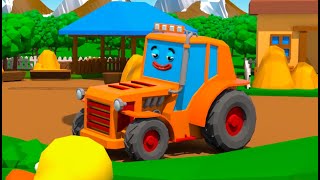 El Tractor y el Carro de Policía quedan pegados a un imán - Cars Town - Dibujos animados para niños