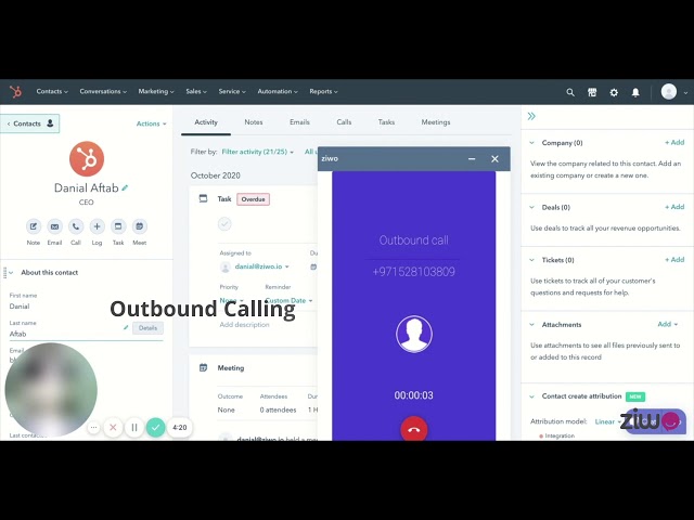 ZIWO demo with HUBSPOT