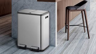 SIMPLI-MAGIC 60 Liter / 16 Gallon Rectangular Hands-Free Dual Compartment Recycling Kitchen