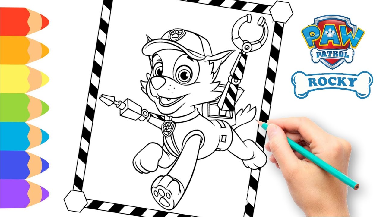 How to Draw Paw Patrol The Movie 🐾 Drawing Paw Patrol Rocky - YouTube