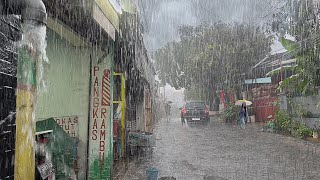 Super heavy rain in the village | walking in the heavy rain, fell asleep to the sound of heavy rain
