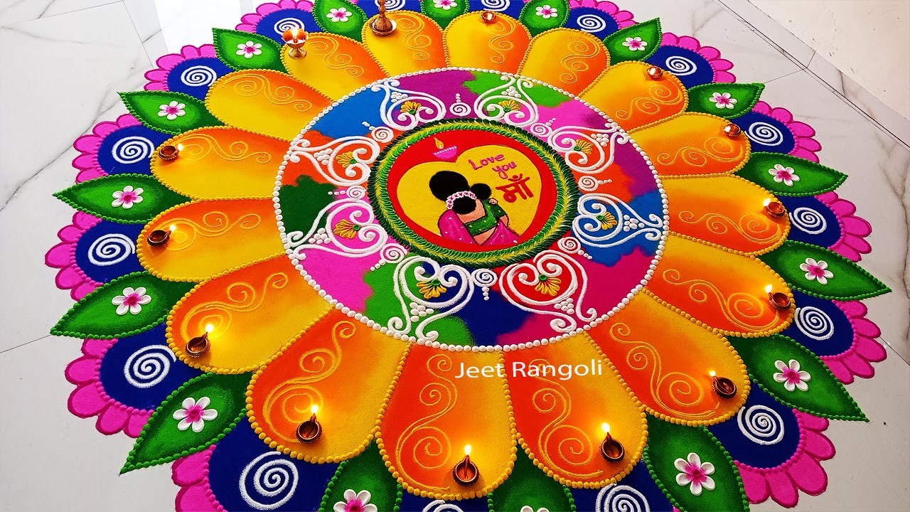 Very big and attractive rangoli for diwali full tutorial. wish you ...