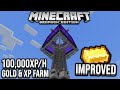 Improved Fast Gold & XP Farm 100,000XP/h Minecraft Bedrock Tutorial 1.17