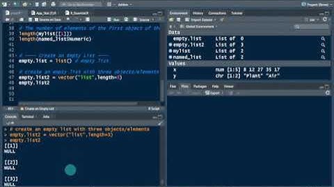 Introduction to R || R Tutorial 1 of 6 || How to Create a List in R (E) || Empty list in R