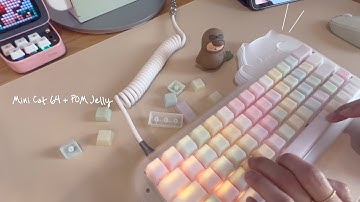 Epomaker Cat 64 - aesthetic keyboard build / KTT Rose / Pom Jelly Keycaps - 미니캣 64 언박싱