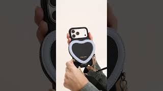 ハート型クロスボディ付きマグネットiPhoneケース｜Custypeレザー製