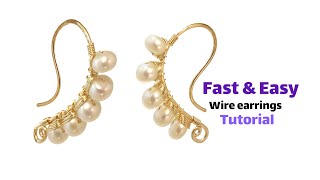 DIY Pearl Earrings - Easy Wire Wrapped Earrings - How to Make Wire Earring - Handmade Jewelry
