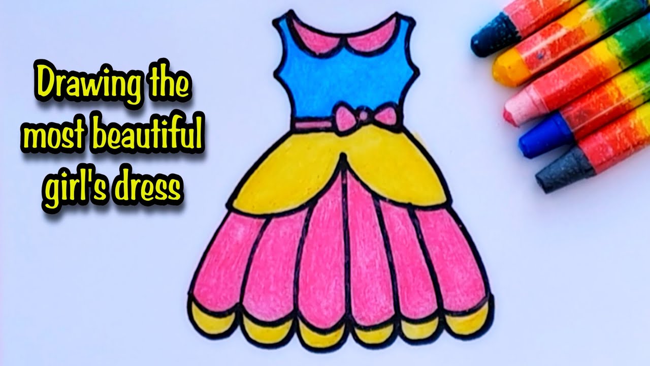 how to draw girls dress drawing easy step by step/colouring dress