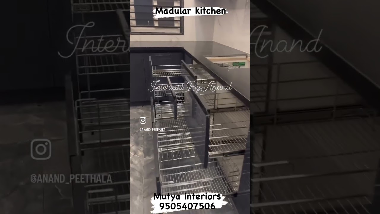 Modular kitchen gray & white combination  