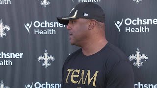 Saints DC Joe Woods after practice Thursday