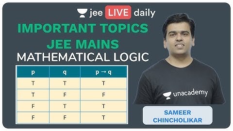 JEE Mains Important Topics: Maths | Mathematical Logic - Lecture 1 | Unacademy JEE | Sameer Sir