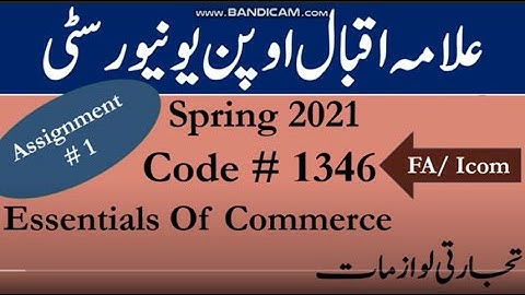 AIOU Code 1346 Solved Assignment No.1 Spring  2021 | Subject:Essentials of Commerce | Level:FA/I Com