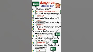"🔥 MS Excel के Top 8 Questions | Computer GK in Hindi | Excel Interview Questions" #excel_shortvideo
