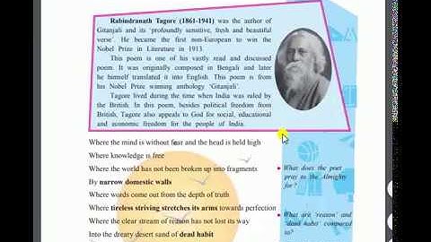 Class 10//SSC//Where the mind is without fear//Rabindranath Tagore/English/Home revise