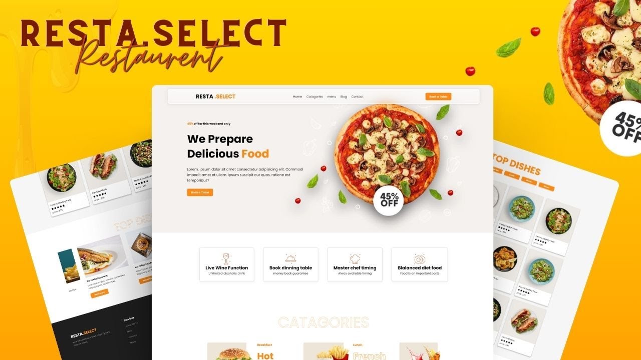 Restaurant Website Design HTML CSS and JavaScript | Food Website Design ...