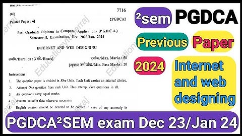 PGDCA²SEM exam Dec 23/Jan 24 | PGDCA²SEM Internet and web designing | Previous paper PGDCA²SEM |