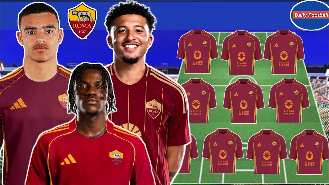 As Roma 2025-26 Predicted Lineup 💪 Sancho, Lavia, Greenwood 😱 As Roma ...